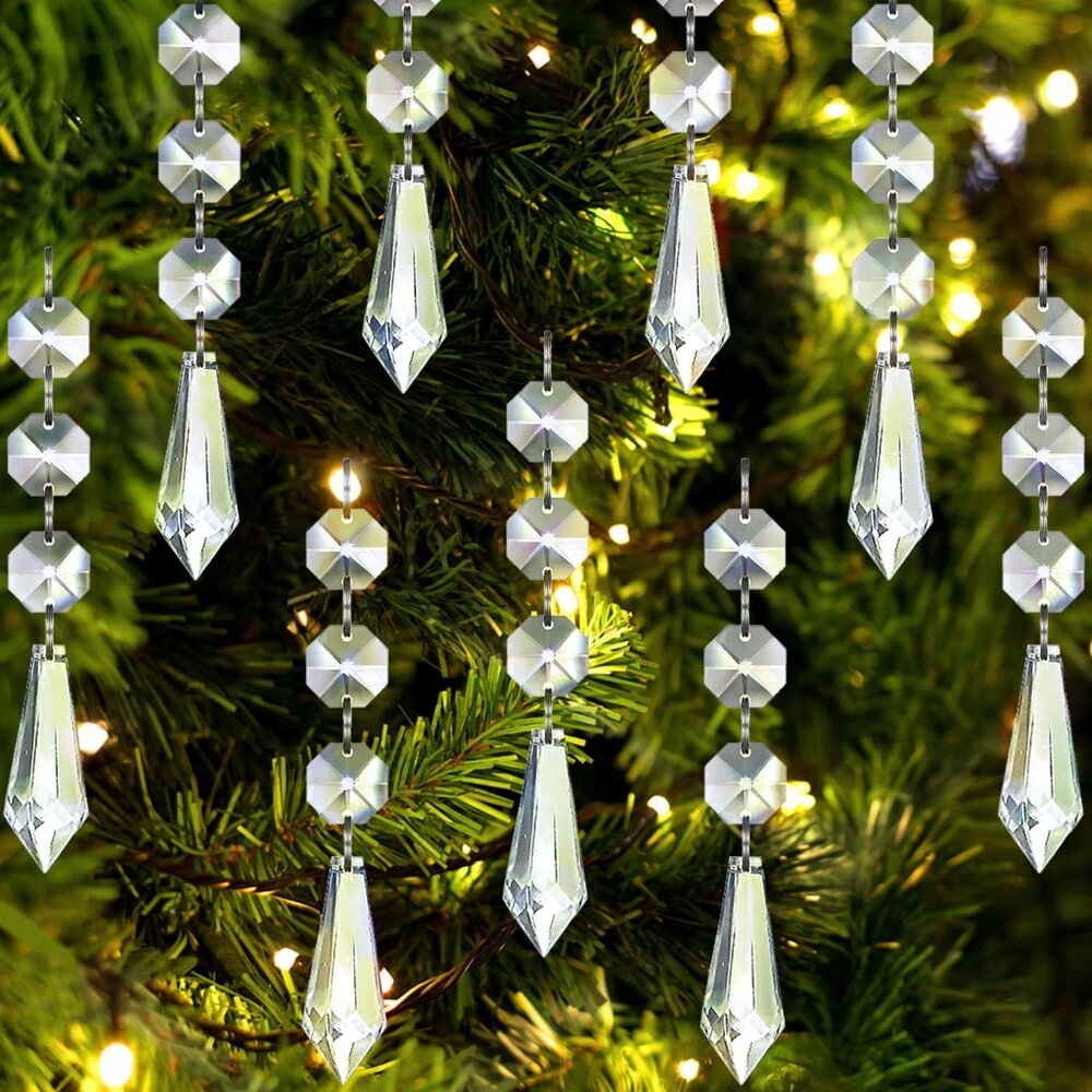 30pk Crystal Ornaments for Christmas Tree Acrylic Hanging Crystals Decor